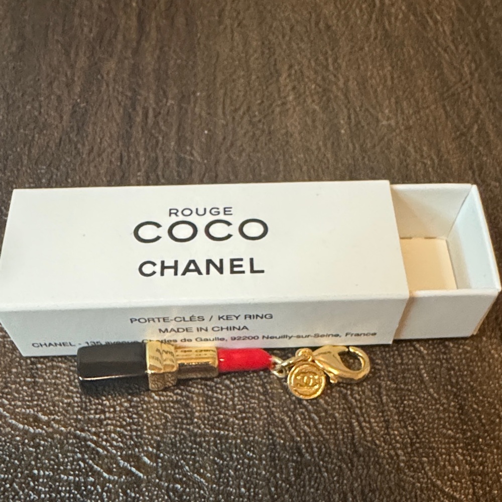 GWP Chanel Rouge Coco Keychain with Gold Accents
